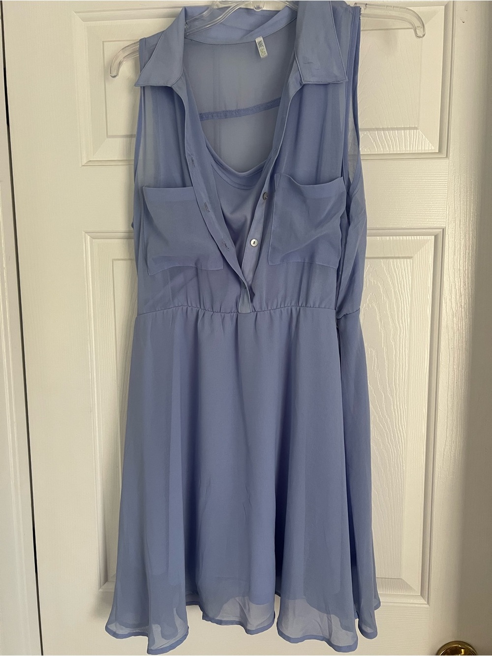 Nine Bird Lilac Chiffon Button Front Dress L
